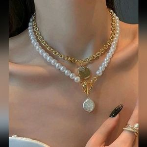 PEARL DOUBLE NECKLACE SET NEW